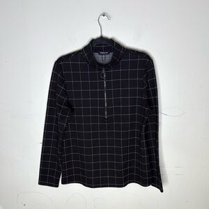 Kenneth Cole Black and White Viscose Blend 1/4 Zip Pullover Top Size XL